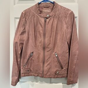 Shelby Collection Faux Leather Jacket - Dusty Pink - Size Small
